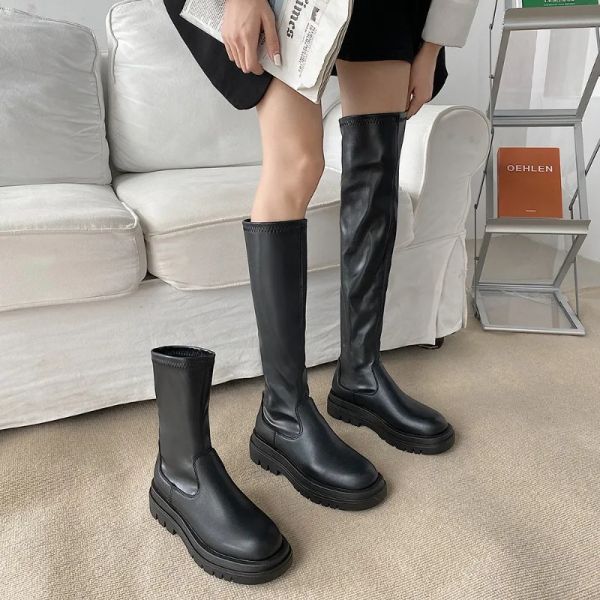 Botas de plataforma sexy botas elegantes coxa longa botas altas para mulheres góticas grossas saltos altos sobre as botas de joelho mulheres botas de mujer