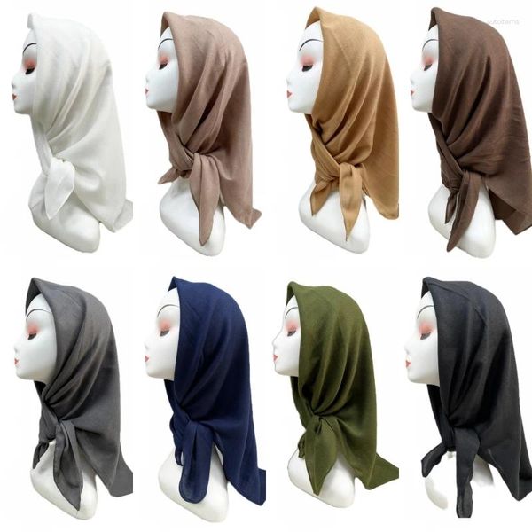 Sciarpe Sciarpa quadrata in chiffon di colore solido Hijab Copricapo Scialli arabi islamici Foulard Copricapo da donna 90/90 cm