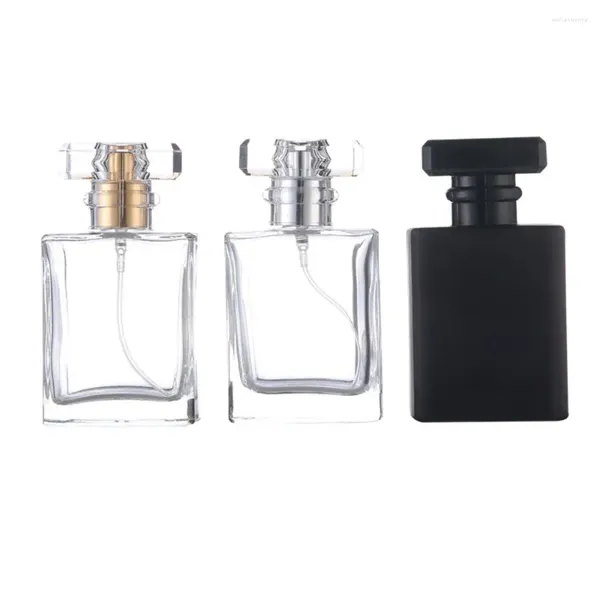 Aufbewahrungsflaschen 6/12 stücke 30 ml 50 ml Parfüm Glas Sprühflasche Transparent Matt Schwarz Spray Leere Kosmetikbehälter