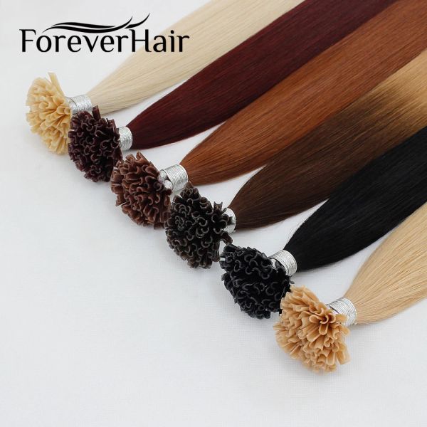 Наращивание волос FOREVER HAIR 0,8 г/с 16 дюймов 18 дюймов 20 дюймов 24 дюйма Remy Nail U-образный кончик Наращивание волос Прямые предварительно склеенные волосы на кератиновых капсулах Fusion Colors