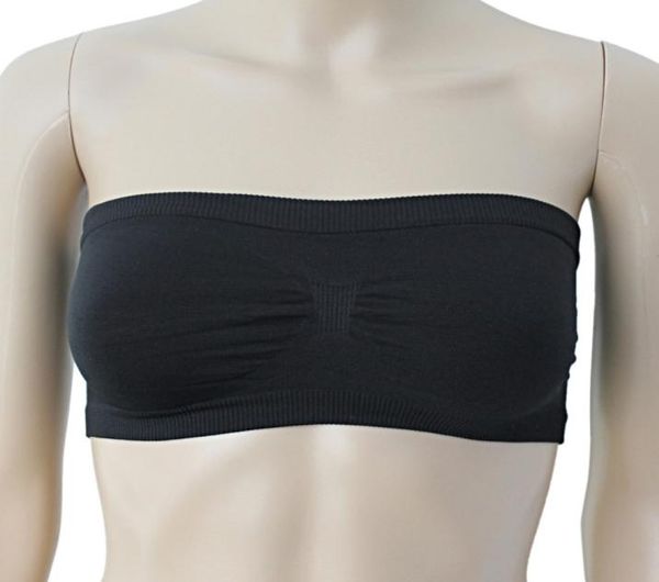 Whole2016 Sexy Preto Sem Costura Bandeau Strapless Elástico Crop Tops Sutiã Esportivo Para Mulheres 3504795