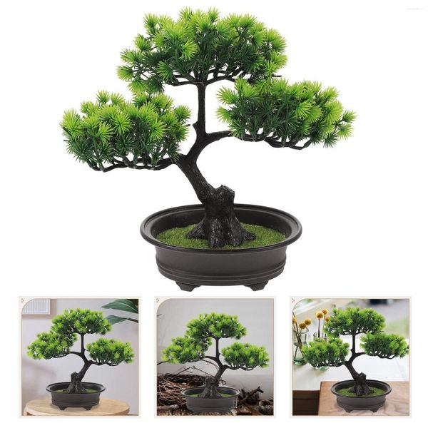 Fiori decorativi Benvenuto Fiore di pino Pianta in vaso Bonsai artificiali Casa per interni Finto arredamento in plastica per gli ospiti