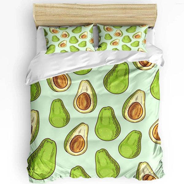 Conjuntos de cama Abacate Semente Verde Fruta Impresso Conforto Duveta Capa Fronha Home Têxtil Quilt Menino Criança Adolescente Menina 3 Pcs Set