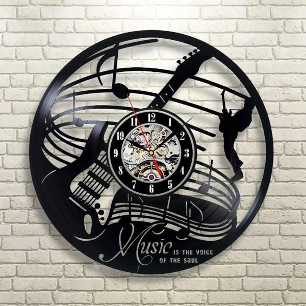 Relógios de parede reloj saat guitarra instrumento musical arte presente círculo relógio decoração casa design interior sala estar quarto das crianças