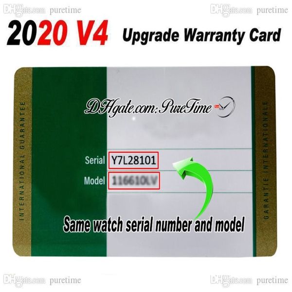 V4 verde sem caixas cartão de garantia Rollie feito sob medida com coroa anti-falsificação e etiqueta fluorescente presente 116610 126610 Batman mesmo Se227M