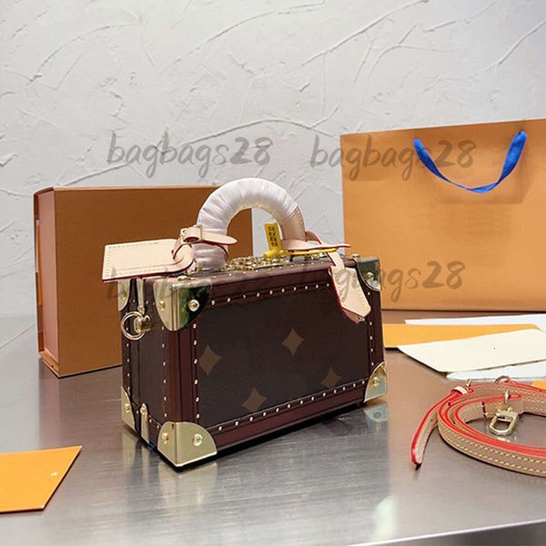 Umhängetaschen Klassische Kofferraumtasche Valisette Schmuck Hard Tote Bag Handtaschen Old Flower Echtes Leder Luxustasche Designer Damen Aufbewahrung Umhängetasche Totes 2024