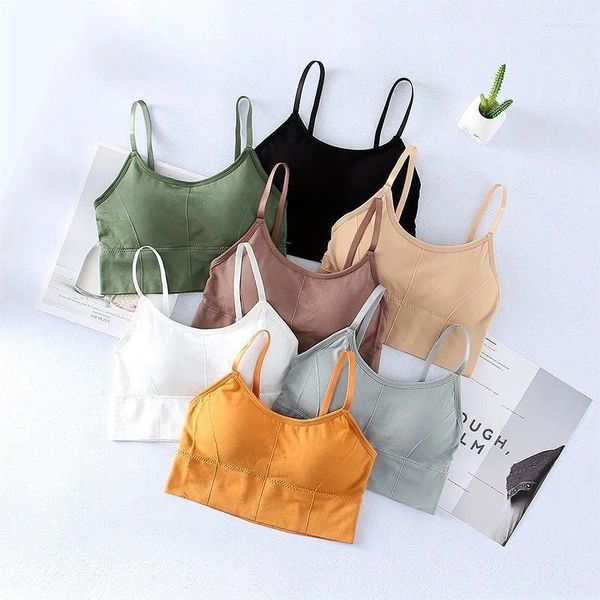 Camisoles tanques moda feminina sem costura slingtube top sexy sutiã top-respirável almofada de peito vestindo roupa interior envoltório de peito lingerie para feminino