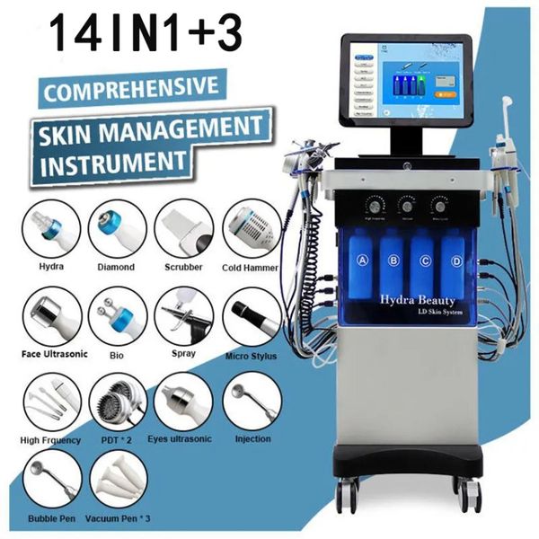 Multifunktionale 14-in-1-Diamant-Hydrofazialmaschine Wasserstrahl Aqua Peel Hydro-Dermabrasion Sauerstoff-Gesichtsgerät Mikrodermabrasionsmaschine528