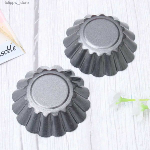 Moldes de cozimento de aço carbono ovo tart moldes antiaderente flor forma cupcake muffin pudim molde tartlets panelas cozinha ferramentas de pastelaria l240319