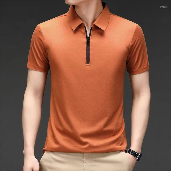 Polos masculinos 2024 chegada homens polo camisa de manga curta legal colarinho de verão solto casual masculino roupas de moda coreana