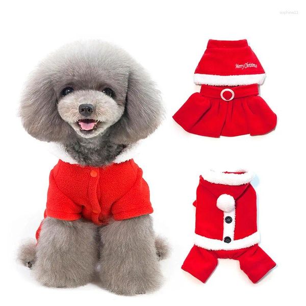 Vestuário de cachorro roupas criativas natal inverno roupas para animais de estimação pequeno algodão quente vestido festivo teddy atacado