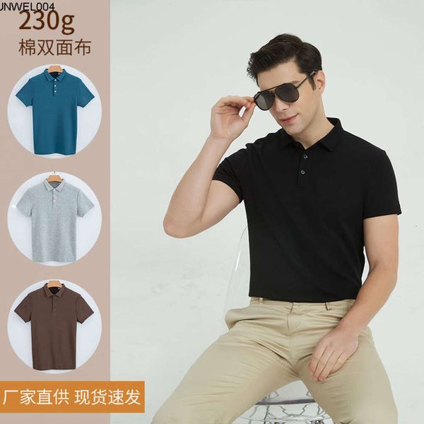 Polos masculinos designer high end dupla face algodão oco camada camisa colarinho polo masculino manga curta camiseta cor sólida negócio {categoria}