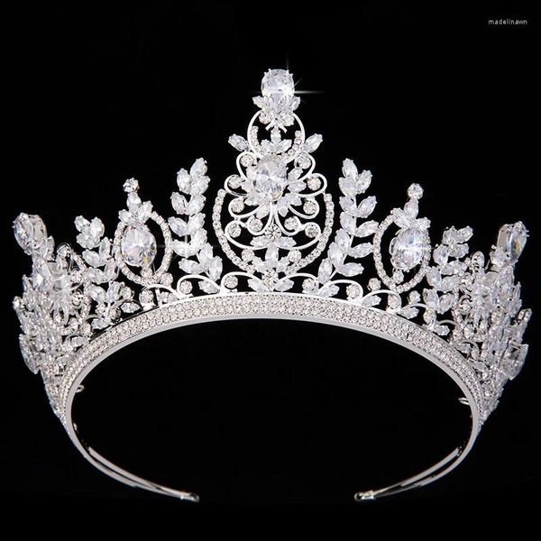 Haarspangen Tiaras und Kronen HADIYANA Einfache Luxus Hochzeit Brautschmuck Für Frauen Kopfschmuck Mit Kubischen Zirkon BC5252 Haar Sieraden