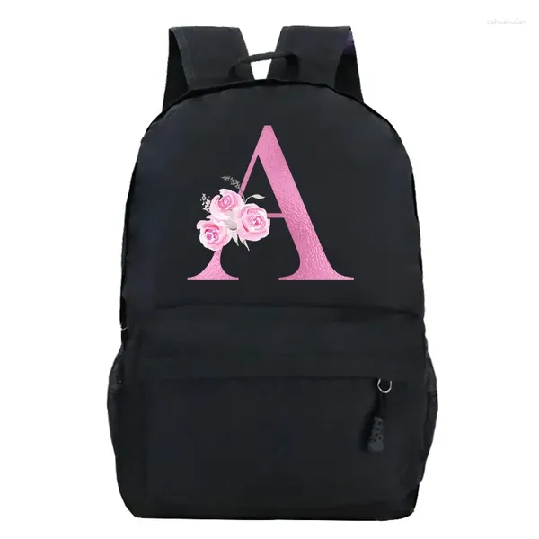 Mochila harajuku moda juventude faculdade saco de viagem mochila mulheres infantaria pacote preto roxo alfabeto com rosa y2k mochilas