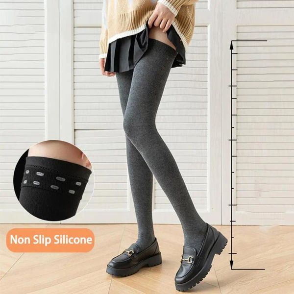 Women Socks 1 Pair 80cm Japanese Style High Elasticity Non-slip Silicone Thigh Stockings Autumn Winter Over Knee
