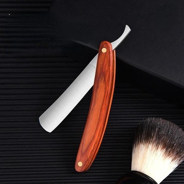 NEUE Retro Gerade Männer Rasieren Rasiermesser Männlich Carbon Stahl Klapp Barber Bart Kehle Rasiermesser Cut-Tool Birnbaum Griff