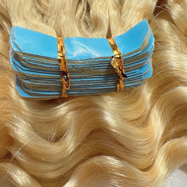 Extensions NNHAIR 22 Zoll 100 % Echthaar-Extensions, Tape in Remy-Haar, lockiges Haar für Frauen, 20 Stück, 60 g