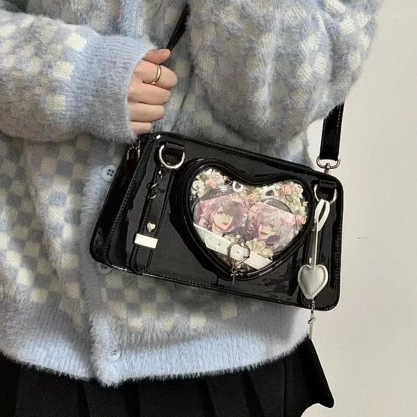 Bolsa totes para mulheres tendência 2024 chique pu ita bolsas meninas y2k coração claro lolita ombro moda pérola uniforme bolsas fofas