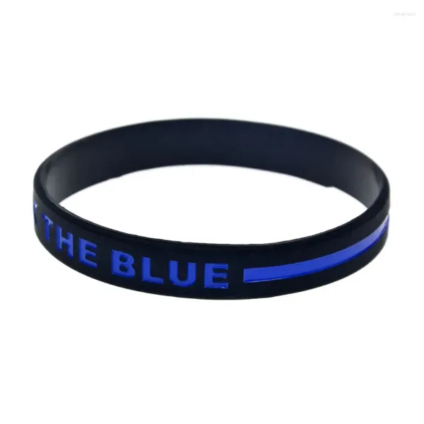 Charm-Armbänder, 50 Stück, Back The Blue Line, Silikon-Armband, Gummi-Armband, Schwarz, Erwachsenengröße