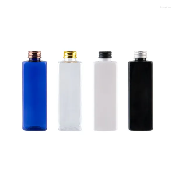 Depolama Şişeleri 250ml Boş Plastik Kozmetik Kaplar Renkli Alüminyum Vidalı Kapak Şampuanı Altın Gümüş Kapak 25 PC/Lot