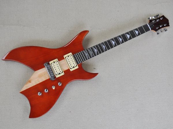 Gitarre, rote Neck-Thrubody-E-Gitarre mit Humbuckern, Griffbrett aus Palisander, 24 Bünde, anpassbar