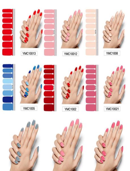 Чистый цвет DIY обертывания для ногтей полное покрытие наклейки для ногтей художественные украшения маникюр клей-лак для ногтей сплошной цвет подарок на день Святого Валентина1104085