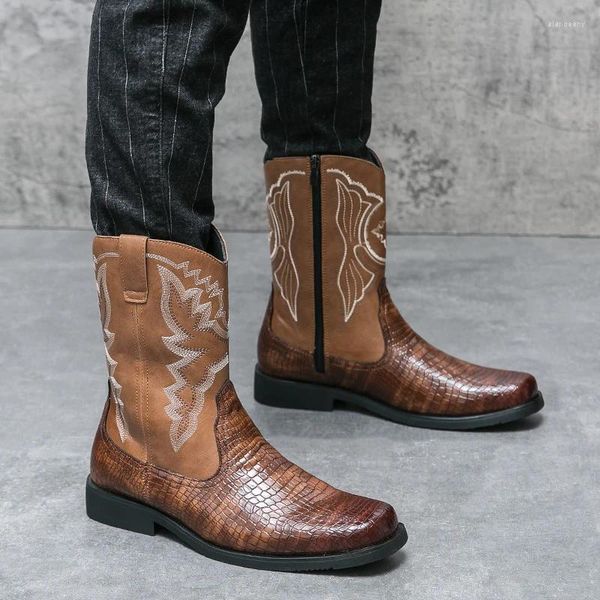 Мужские ботинки высокого качества из натуральной кожи с крокодиловым узором, модные, с вышивкой, универсальные, удобные, на мягкой подошве для вождения