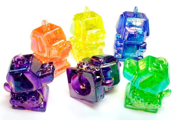 Parti Favorisi 12 PC Metalik Renkli Robot Köpek Kalemi Anahtar Keychain Charm Bilezik Kızlar Pinata Dolgu Doğum Günü Yenilik Ev Zanaat