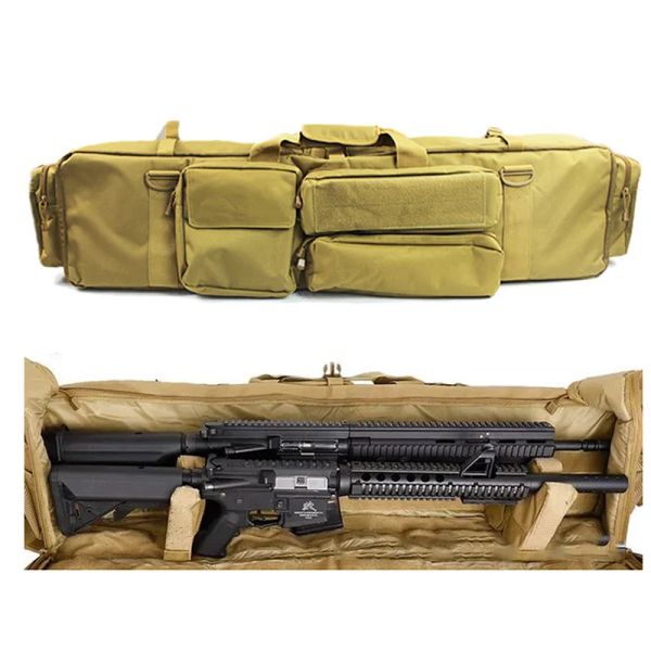 Taschen Taktische Doppelgewehr -Waffen -Beutel -Beutel für Säge M249 AR15 M4A1 M16 Gewehrbeutel Hülle Huntzubehör Airsoft -Tragetasche -Rucksack mit Tragetasche