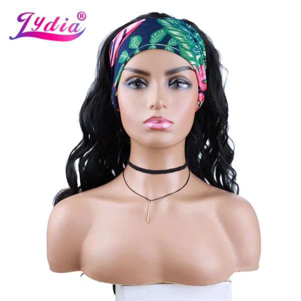 Lydia longo solto ondulado bandana perucas de cabelo sintético para mulheres afro-americanas 22 polegadas kanekalon dailyparty peruca encaracolada completa 56cm