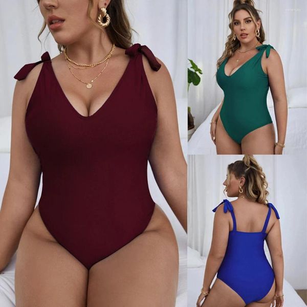 Mulheres Swimwear 132 Verde Azul 56 Plus Size Traje Uma Peça Fechada Maiô Feminino Monokini Define Beach Trip Macacões Chubby Woman