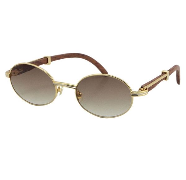 Ganze 18K Gold Vintage Holz Sonnenbrille Mode Metallrahmen Echtholz Für Herren Brille 7550178 oval Größe 57 oder 552190810