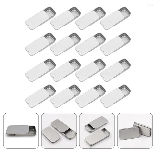 Depolama Şişeleri 16 PCS PUSH-PULL BOX KAPAKLAR İLE METAL TİPLERİ Küçük Retro Tarzlı Şeker Kutuları Teneke Plakalı Tatlılar