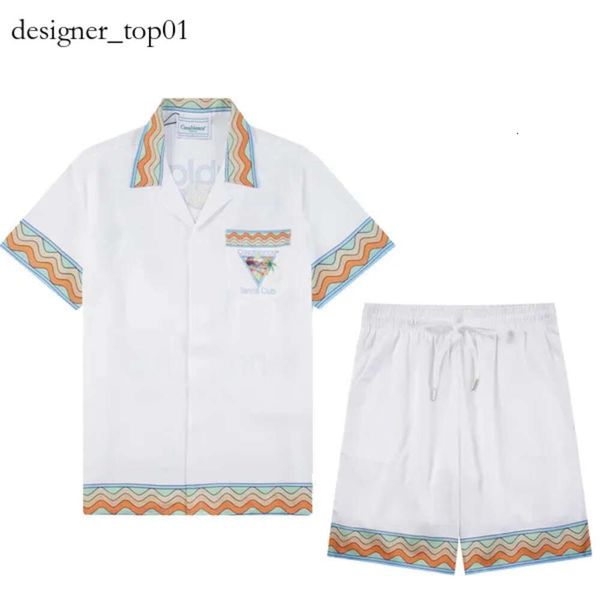 Designer di marca Casablanca Uomo Maglietta estiva Scollo a V Sudore Spiaggia Rilassamento Tennis Club Pantaloncini Manica Abbigliamento donna Camicie traspiranti all'aperto Camicia Casa di lusso 1563