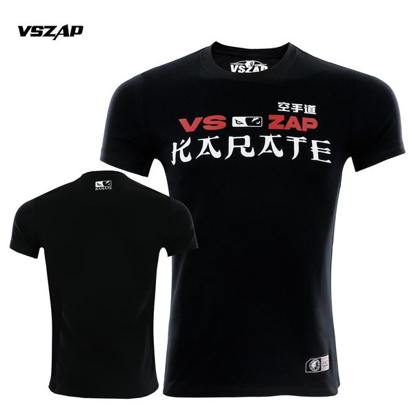 VSZAP Fighting Fitness Top Sport Muay Thai Karate T-shirt stampata in puro cotone Taekwondo Tempo libero Maniche corte