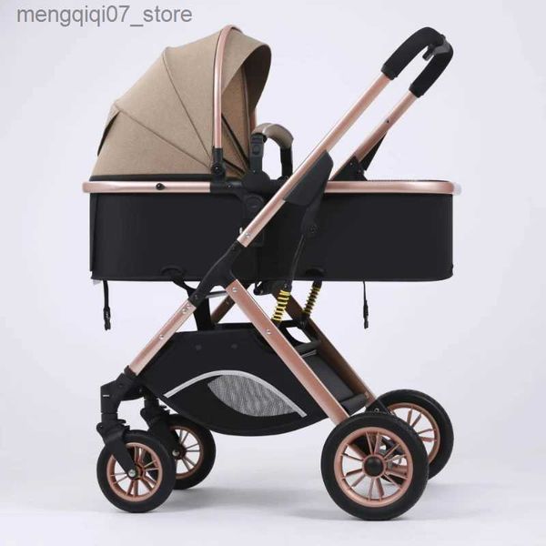 Bebekler# Her iki yönde itilebilen yüksek görünümlü bebek arabası, bebekler için tek tıklamalı katlanır hafif bebek arabası bir anne çantası getirin l240319