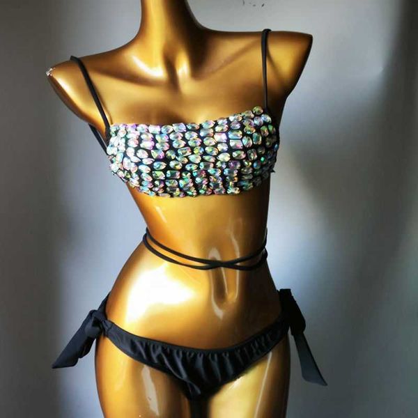2024 Bayan Tasarımcı Bandeau Mayolar Gece Kulübü Moda Şovu Takı Rhinestone Bikini Set havuz partisi lüks benzersiz mayo
