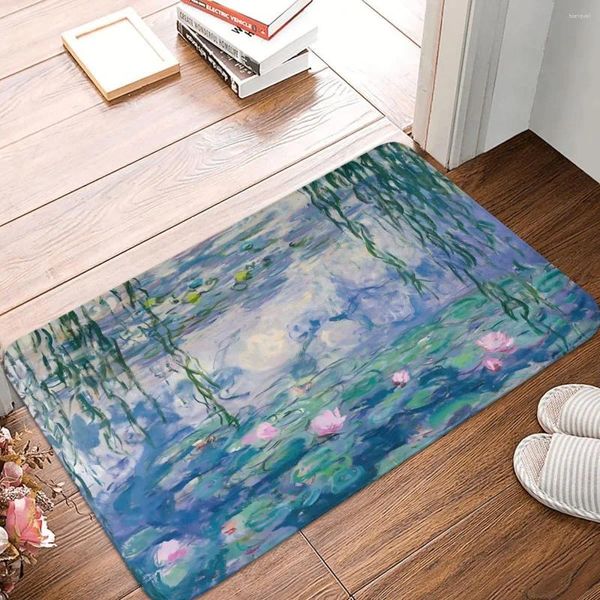 Banyo Paspas Mat Duş Evi Giriş Su Zambakları Claude Monet Ayak Sanat Tuvalet Ped Hızlı Kuru Anti Banyo Aksesuarları