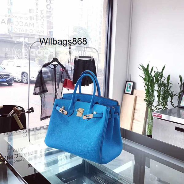 Bolsa de couro genuíno BK L céu azul lichia padrão cabeça camada couro de gado bolsa feminina bolsa de couro macio brilhante bolsa mensageiro de um ombro