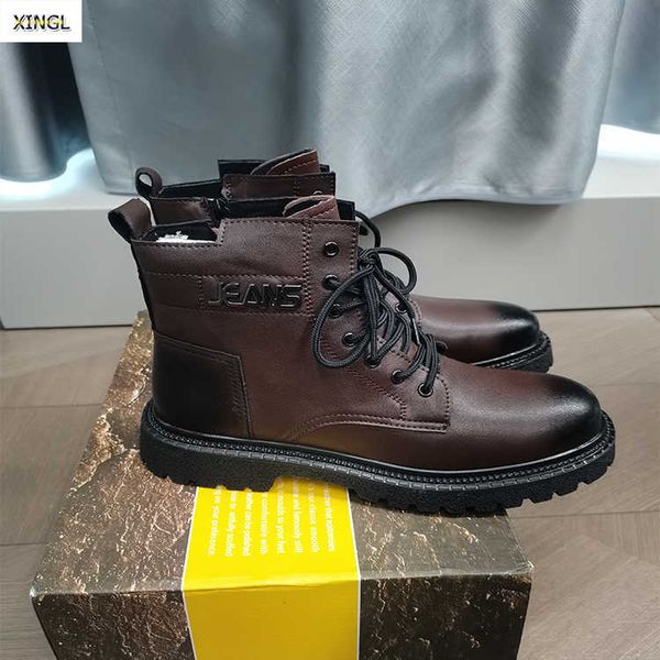 HBP Non-Brand Heißer Verkauf Herren Lederstiefel Braune Mode High Top rutschfeste Gummi Chelsea Stiefel Reiten Großhandel China Botas de piel