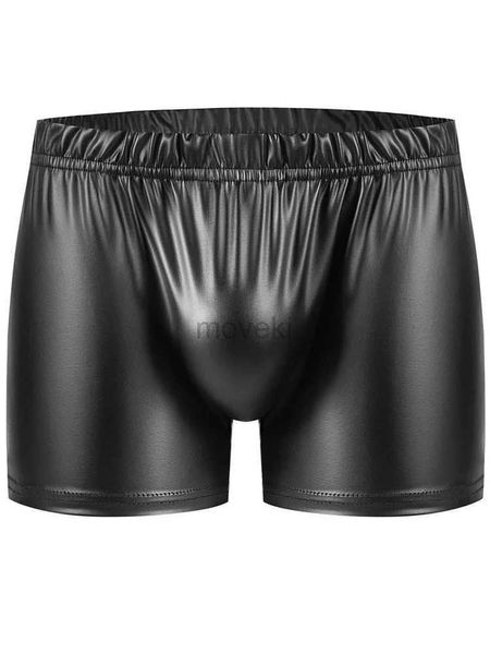 Mutande S-5XL Boxer in finta pelle PU Intimo uomo Stretto sacchetto convesso Boxer uomo Pantaloncini Pantaloncini hot sexy Calconcillo Lingerie 24319