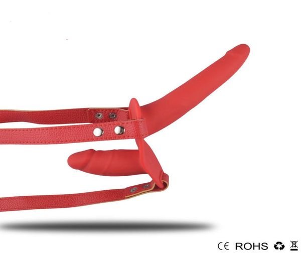 Calças de vibrador duplo cinta de arnês elástico para mulher cinta em brinquedo sexual de vibrador para jogos adultos de casal Y181103053696186