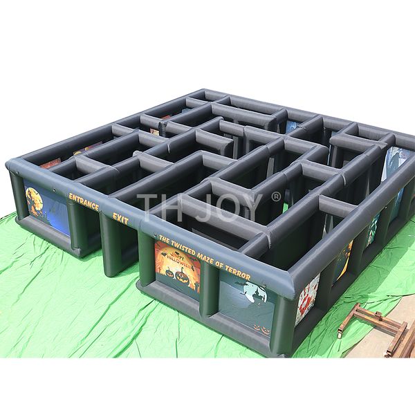 Navio aéreo gratuito para porta Atividades ao ar livre labirinto de casa assombrada inflável, 10x10x2mH (33x33x6,5 pés) impressão personalizada labirinto inflável campo laser tag maze001