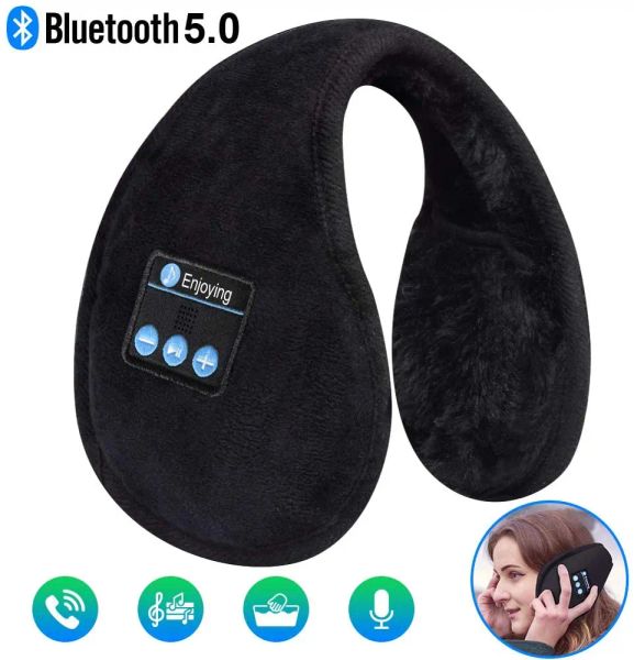 Fones de ouvido Bluetooth 5.0 Protetores de ouvido para inverno Aquecedor de ouvido para esqui, caminhadas, caminhada, corrida, música dobrável, protetor de ouvido com fala embutida