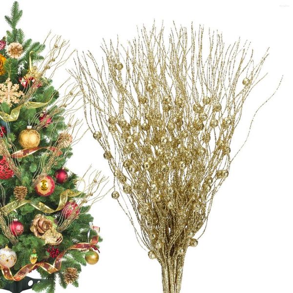 Decoração de festa 5 pcs árvore de Natal artificial glitter baga ornamentos ramo casa feriado suprimentos de casamento