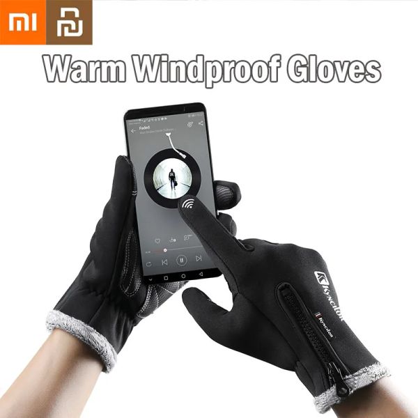 Felpe Xiaomi Youpin Guanti caldi Touch Screen Cycling Ski Plus Velvet Men Women Sports Gloves per regali anti -vento anti -acqua invernali