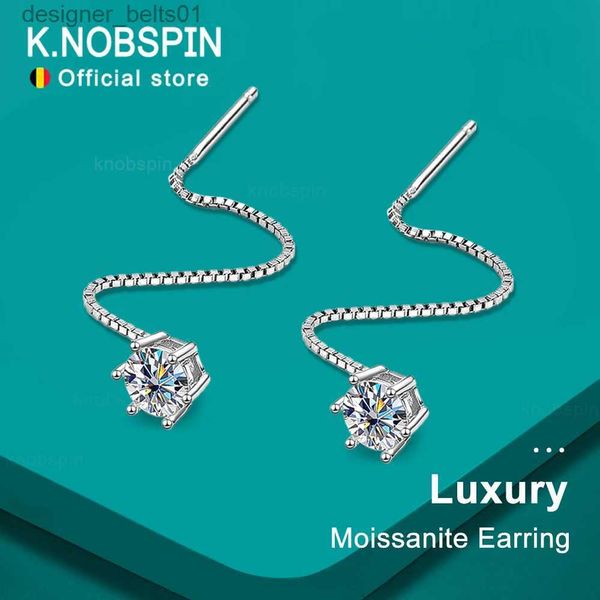 Ohrstecker KNOBSPIN D VVS-Moissanit-Diamant-Ohrring mit GRA-S925-Sterlingsilber-Ohrdraht, plattiert, 18 Karat Weißgold, Luxus-Ohrringe für Damen, C24319