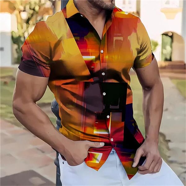 Männer Casual Hemden Designer Kurzarm Männlich Hawaii Hemd Vintage Western 3D Druck Retro Casuais Camisas Bluse Männer Kleidung Cadiz