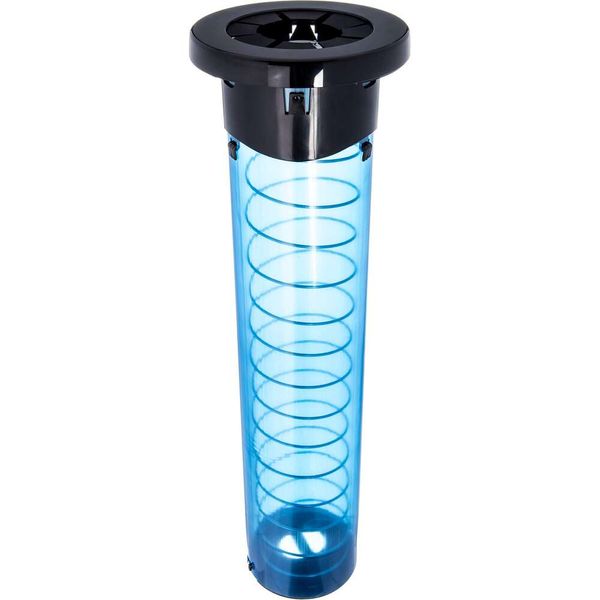 San Jamar Sentry Dispenser da banco per tazze da 8-44 Oz con leva regolabile per ristoranti, sale da pranzo e fast food, plastica, tubo da 23,5 pollici, blu