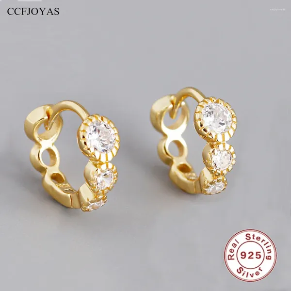 Brincos de argola CCFJOYAS 8mm cor ouro prata 925 esterlina pequena feminina redonda zircônia círculo joias fashion